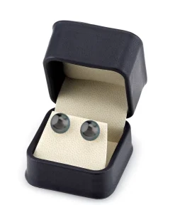 Black Tahitian Pearl Stud Earrings, 11.0-12.0mm