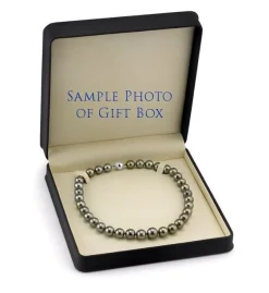 Bright Silver Tahitian True Round Pearl Necklace, 8.0-10.0mm - AAAA Quality