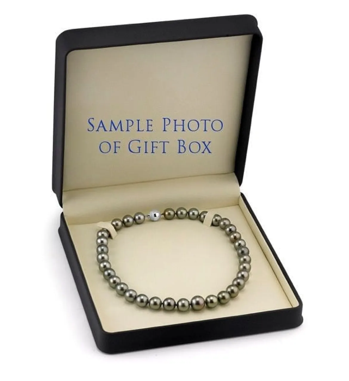 Bright Silver Tahitian True Round Pearl Necklace, 8.0-10.0mm - AAAA Quality