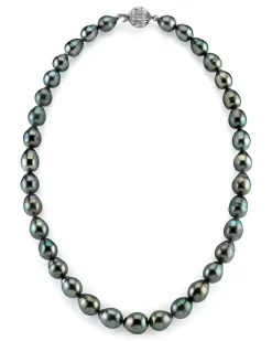 Dark Tahitian Baroque Pearl Necklace, 8.0-10.0mm