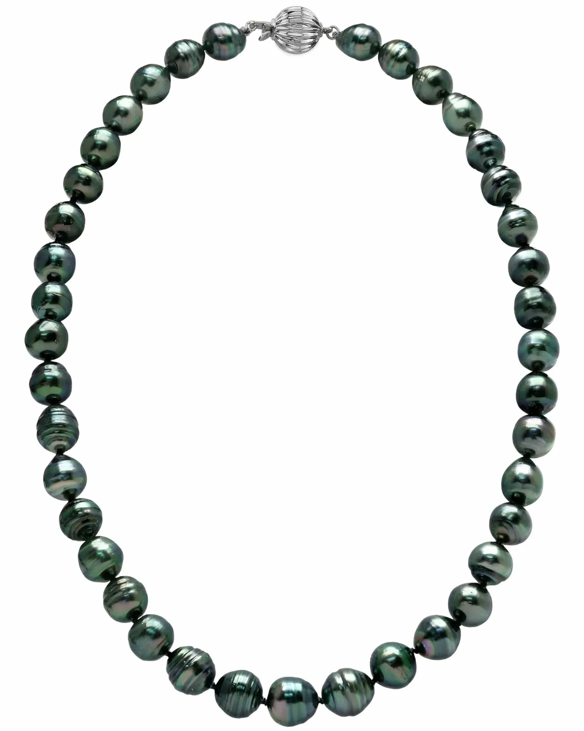Dark Tahitian Circled Baroque Pearl Necklace, 8.0-10.0mm - AA+ Quality