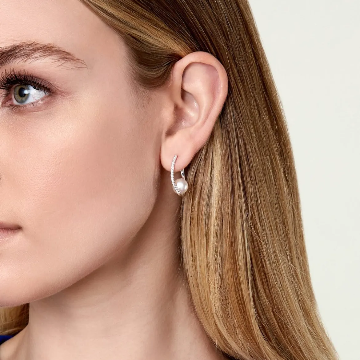 Freshwater Pearl & Diamond Eliza Drop Earrings