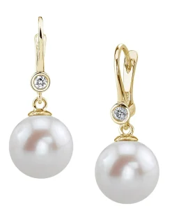 Freshwater Pearl & Diamond Michelle Earrings- Various Colors