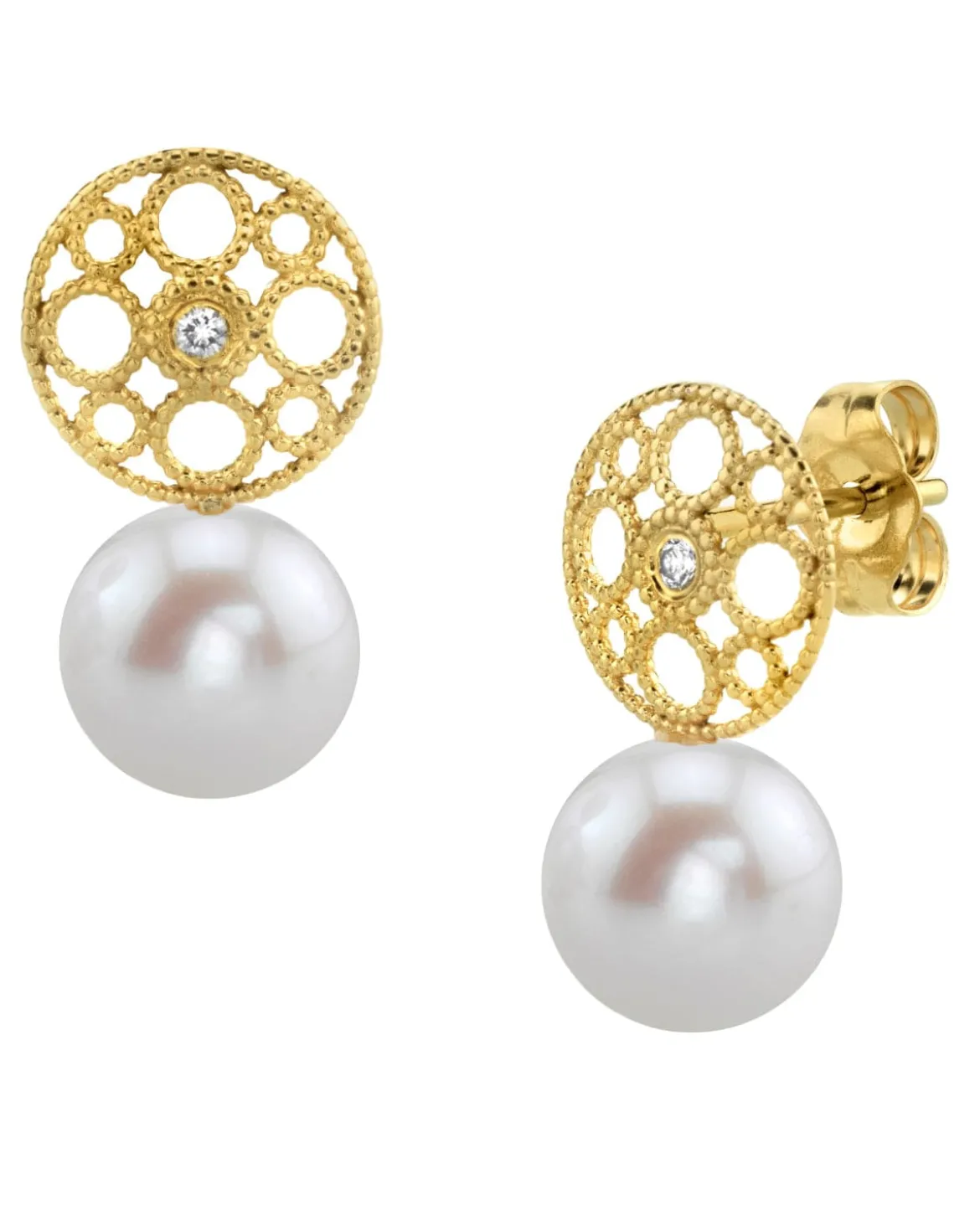 Freshwater Pearl & Diamond Faye Drop Earrings