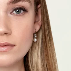 Freshwater Pearl & Diamond Lacy Earrings