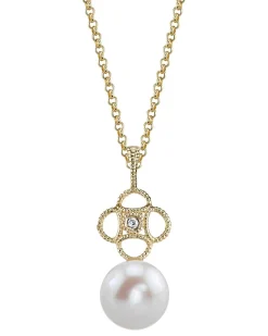 Freshwater Pearl & Diamond Lacy Pendant