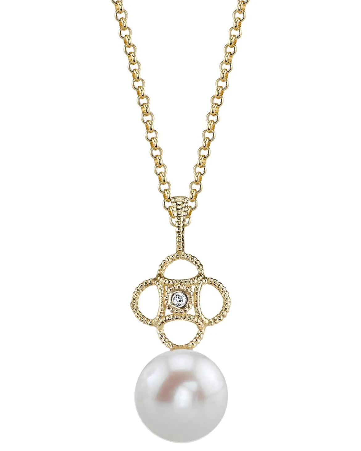 Freshwater Pearl & Diamond Lacy Pendant