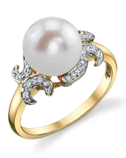 Freshwater Pearl & Diamond Crown Jewel Ring
