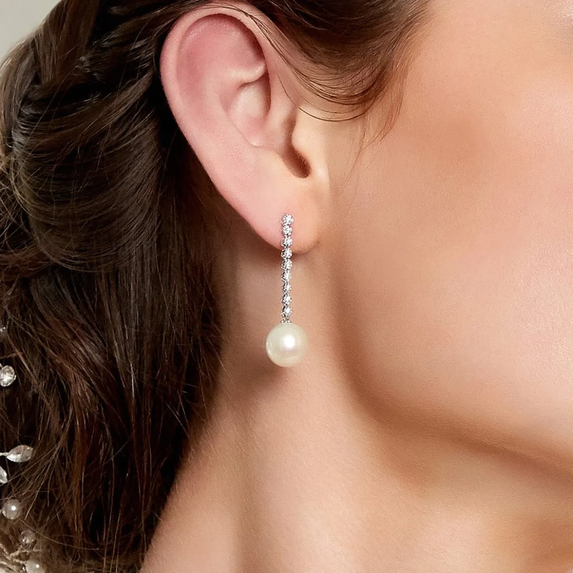 Freshwater Pearl & Diamond Bellatrix Earrings