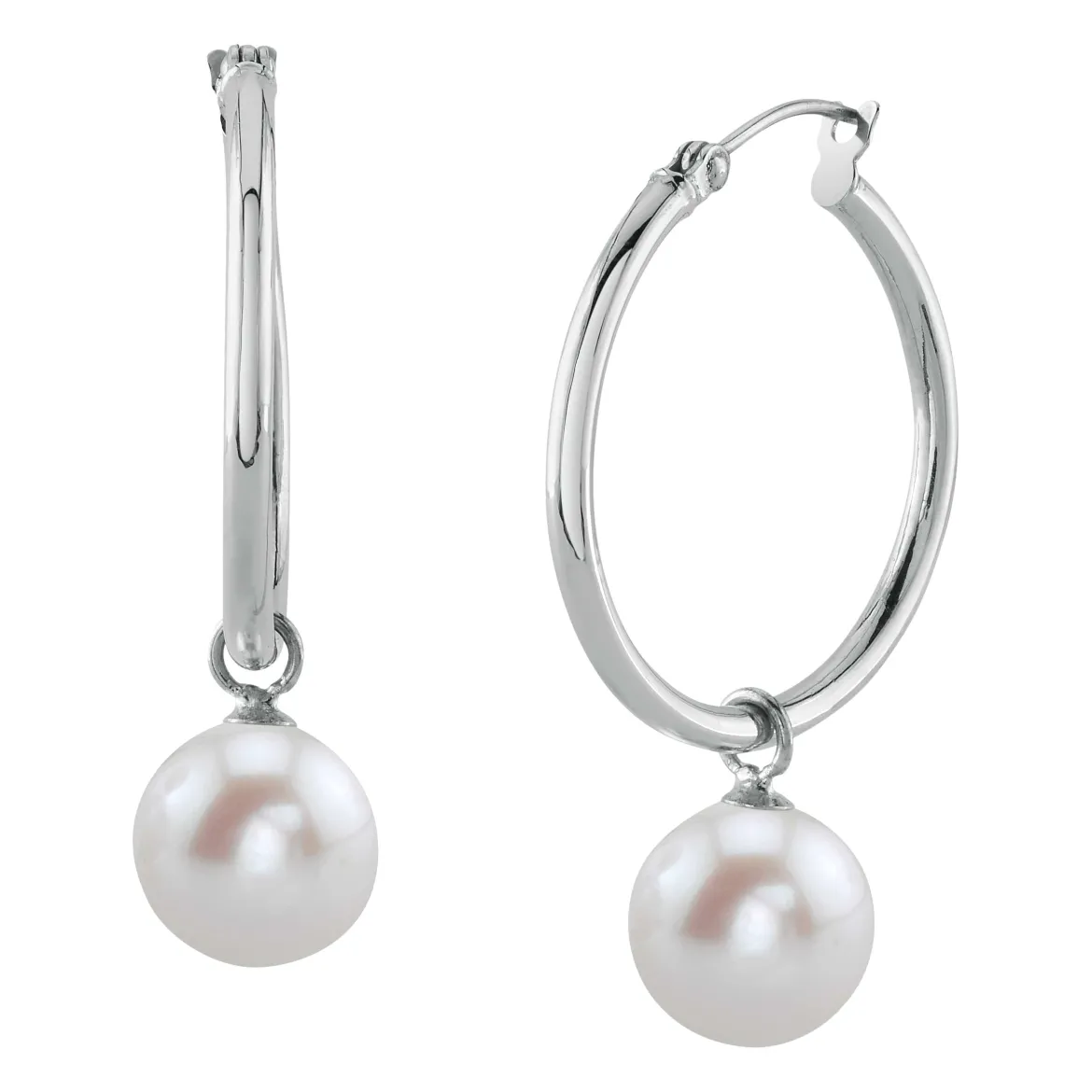 Freshwater Pearl Hoop Leane Dangling Earrings