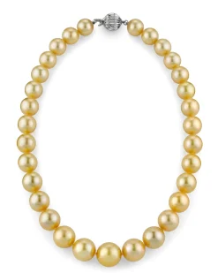 Golden Round South Sea Pearl Necklace, 10.0-12.0mm - AAA Quality