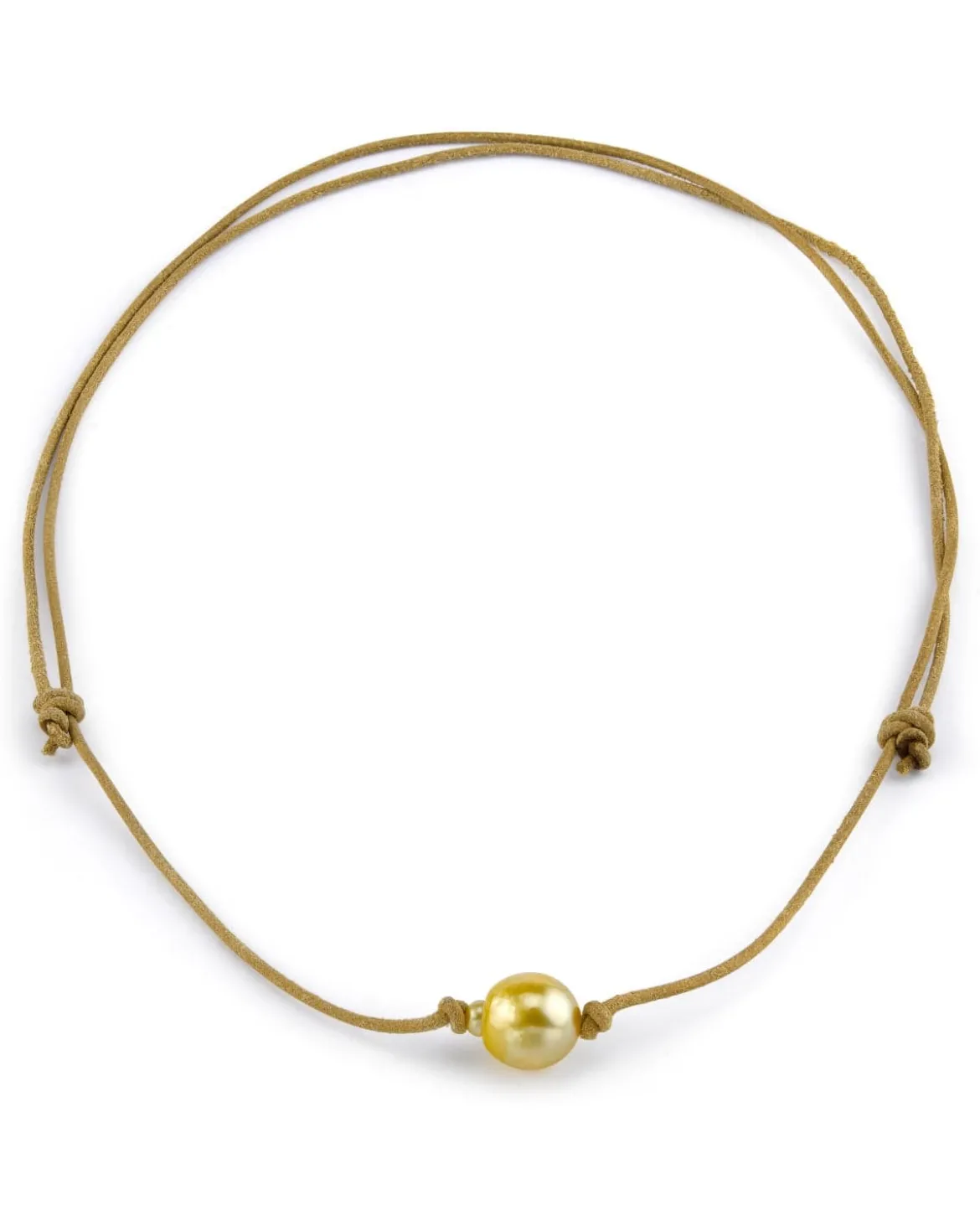 Golden South Sea Baroque Pearl on Leather Adjustable Necklace