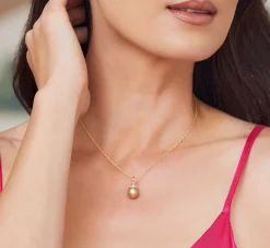 Golden South Sea Drop-Shape Pearl Solitaire Pendant