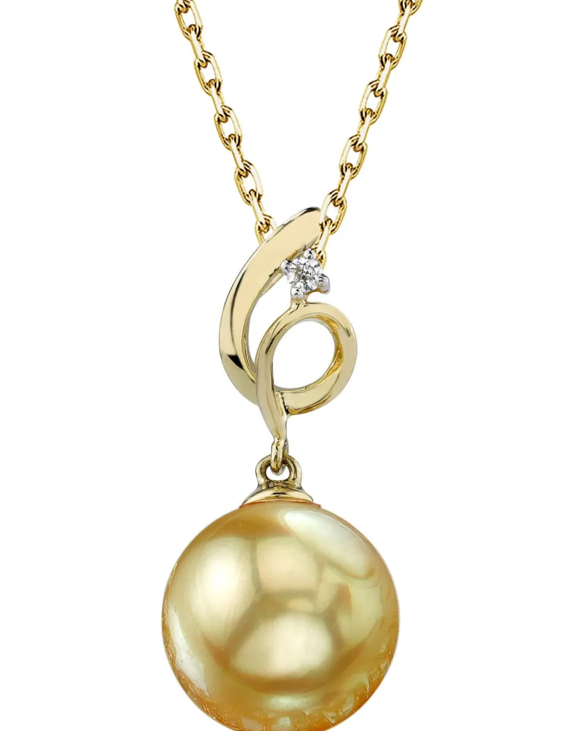 Golden South Sea Pearl & Diamond Pirouette Pendant