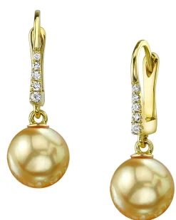 Golden South Sea Pearl & Diamond Equinox Dangle Earrings