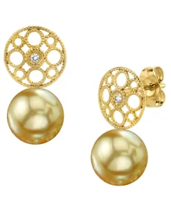 Golden South Sea Pearl & Diamond Faye Earrings