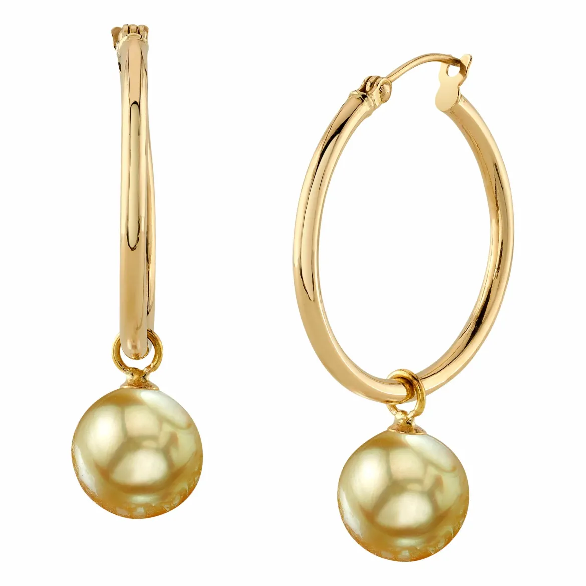 Golden South Sea Pearl Hoop Leane Earrings