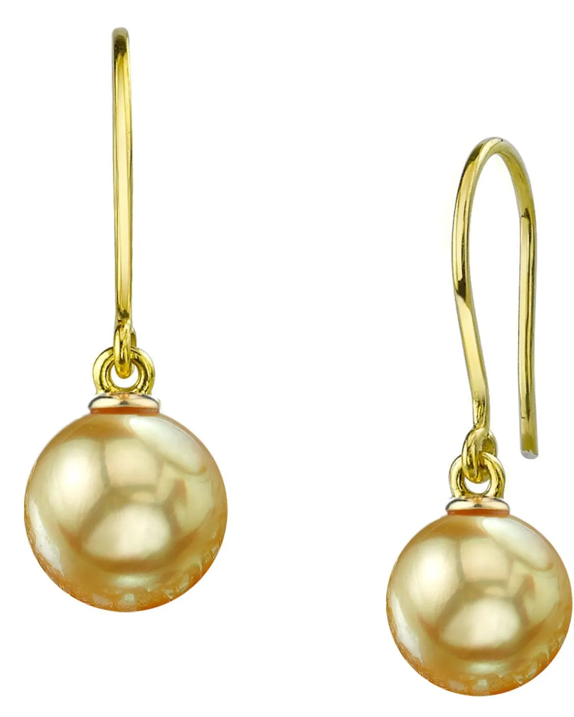Golden South Sea Pearl Shepherd Hook Dangle Earrings
