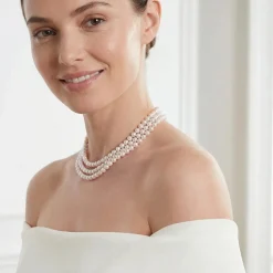 Hanadama Akoya White Pearl Triple Strand Necklace