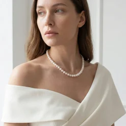 Hanadama Japanese White Akoya Graduated Pearl Necklace, 6.0-9.0mm