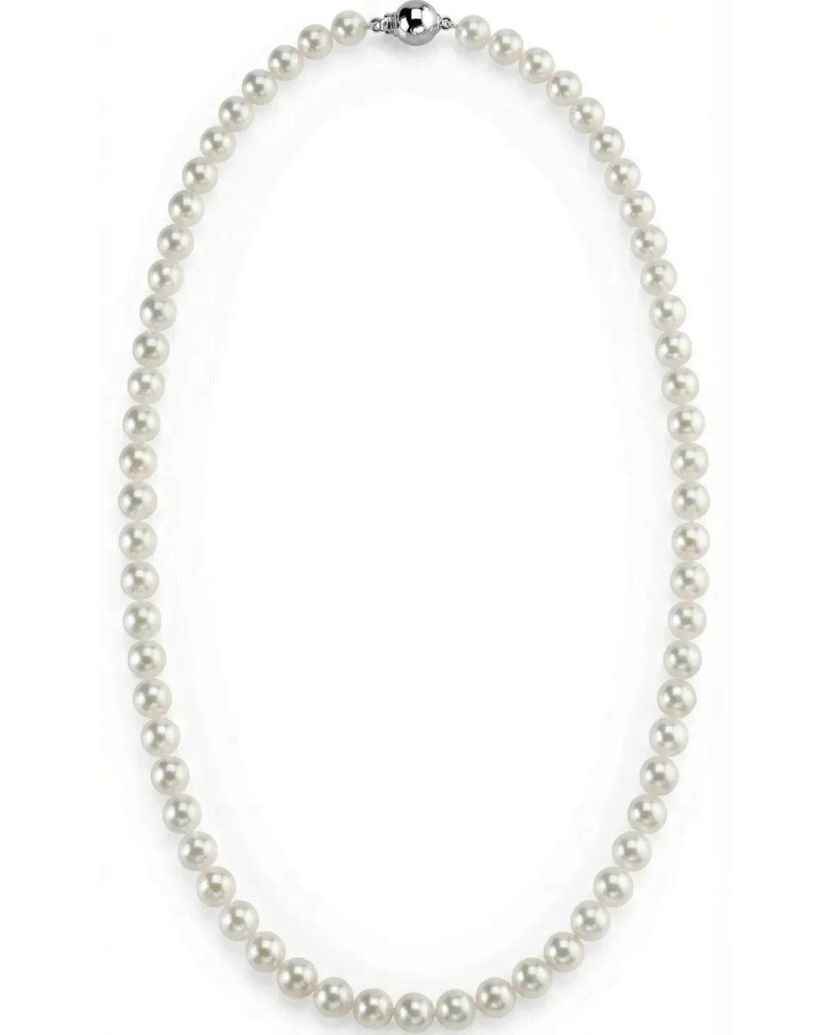 Hanadama Japanese White Akoya Pearl Necklace, 6.0-6.5mm