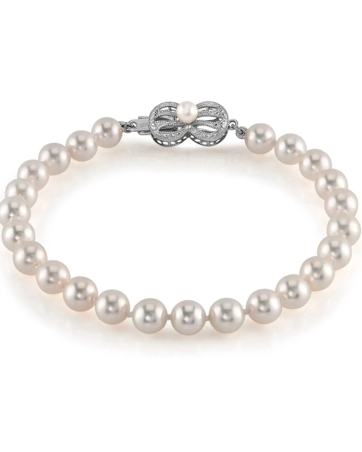 Hanadama Japanese White Akoya Pearl Bracelet, 6.0-6.5mm