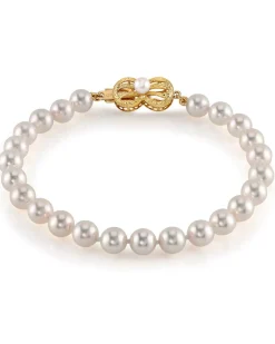 Hanadama Japanese White Akoya Pearl Bracelet, 6.0-6.5mm