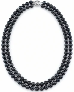 Japanese Akoya Black Pearl Double Strand Necklace