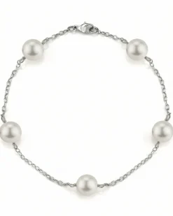 Japanese Akoya White Pearl Tincup Bracelet