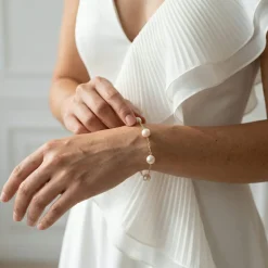 Japanese Akoya White Pearl Tincup Bracelet