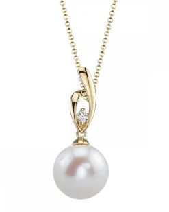 14K Gold Freshwater Pearl & Diamond Lois Pendant