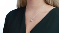14K Gold Freshwater Pearl & Diamond Lev Pendant