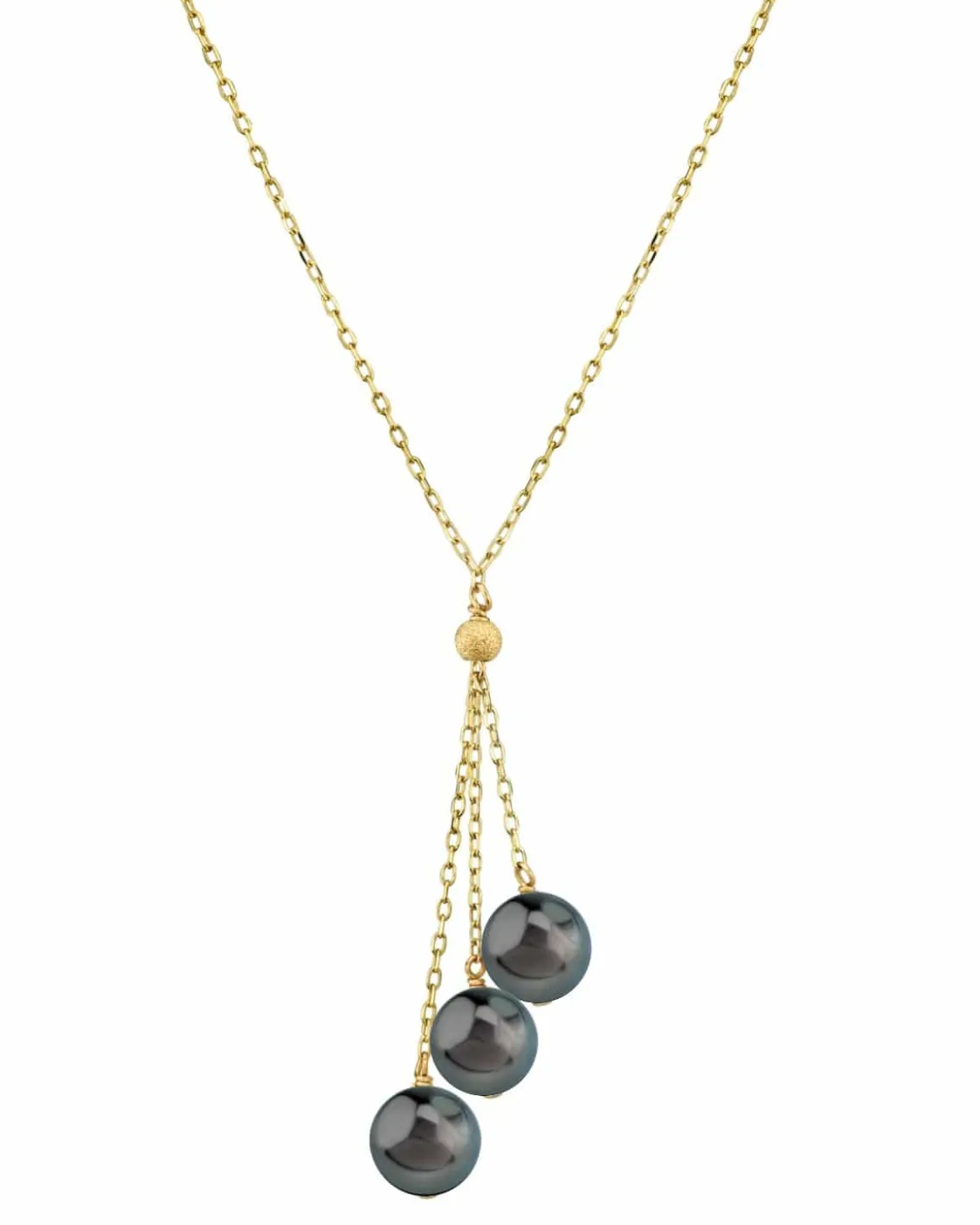 14K Gold Tahitian Pearl Tincup Cluster Pendant