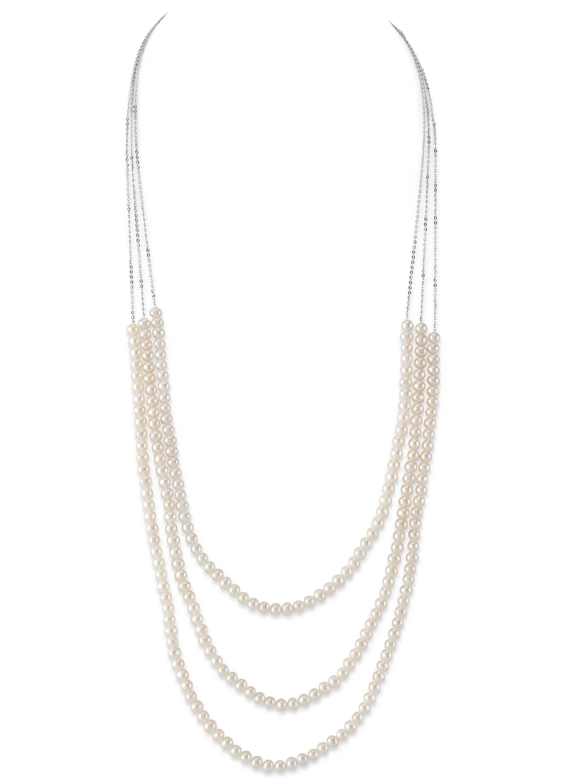 14K Gold Triple Freshwater Pearl and Chain Addie Necklace