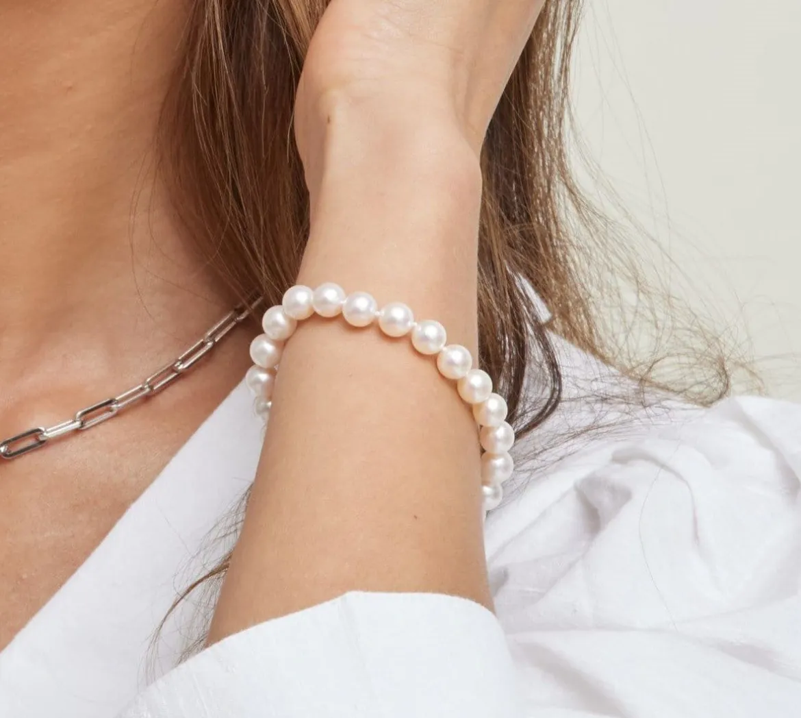7.0-7.5mm Akoya White Pearl Bracelet- Choose Your Quality