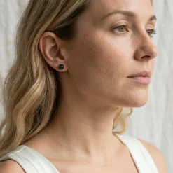 6.5-7.0mm Black Akoya Round Pearl Stud Earrings