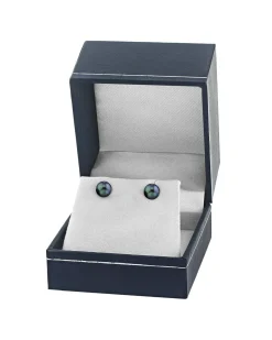 6.5-7.0mm Black Akoya Round Pearl Stud Earrings