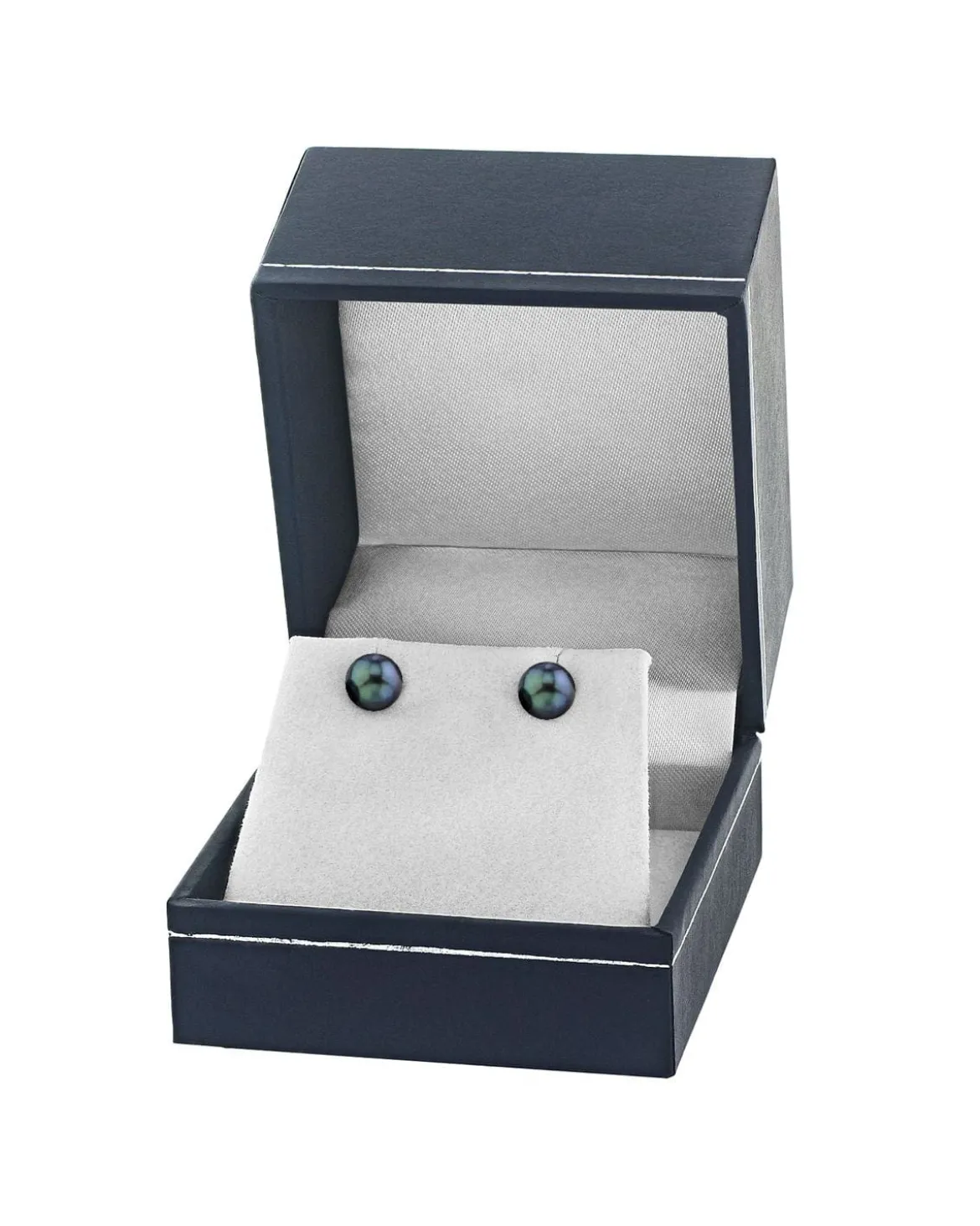 6.5-7.0mm Black Akoya Round Pearl Stud Earrings