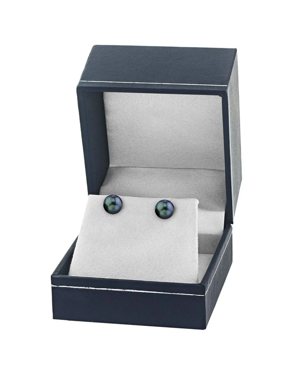 7.0-7.5mm Black Akoya Round Pearl Stud Earrings