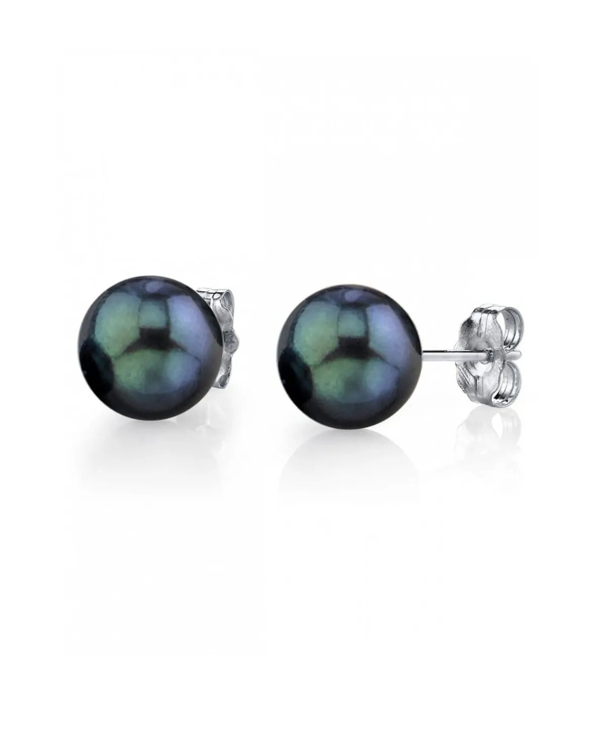 7.0-7.5mm Black Akoya Round Pearl Stud Earrings