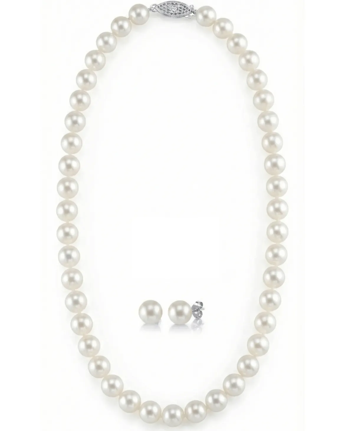 7-8mm Freshwater Choker Length Pearl Necklace & Earrings