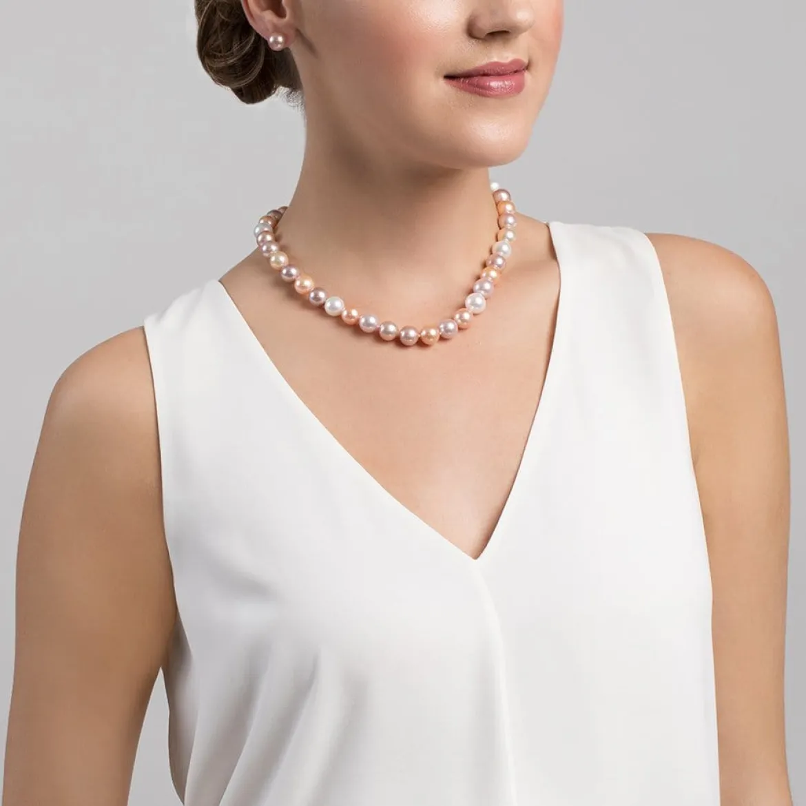 10.5-11.5mm Freshwater Multicolor Pearl Necklace - AAA Quality