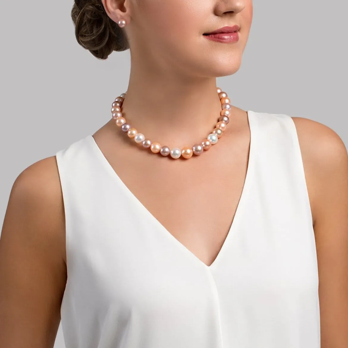 11.5-12.5mm Freshwater Multicolor Pearl Necklace - AAAA Quality