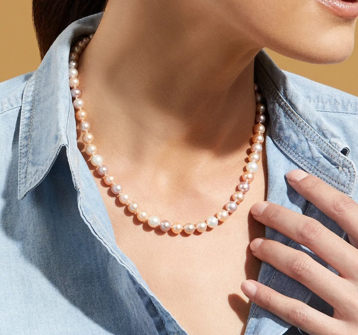6.5-7.0mm Freshwater Multicolor Pearl Necklace - AAA Quality