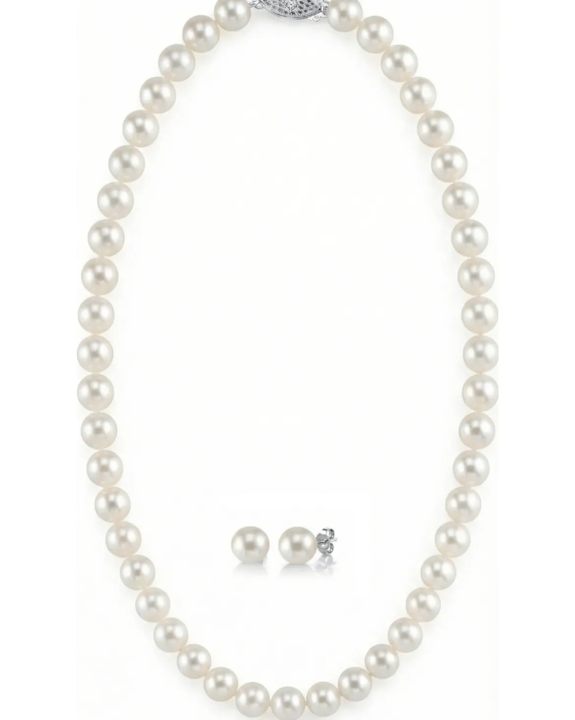 8.0-8.5mm Freshwater Pearl Necklace & Earrings