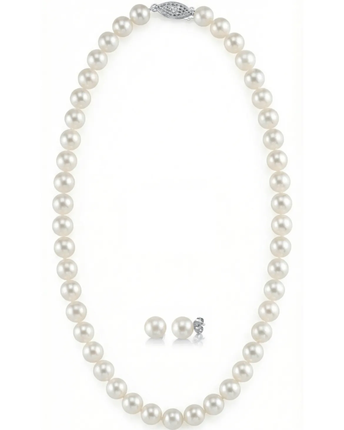8.5-9.5mm Freshwater Pearl Necklace & Earrings
