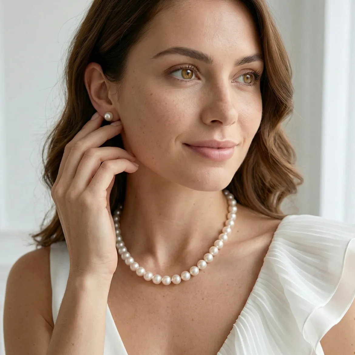 8.0-8.5mm Hanadama Pearl Necklace and Earring Set