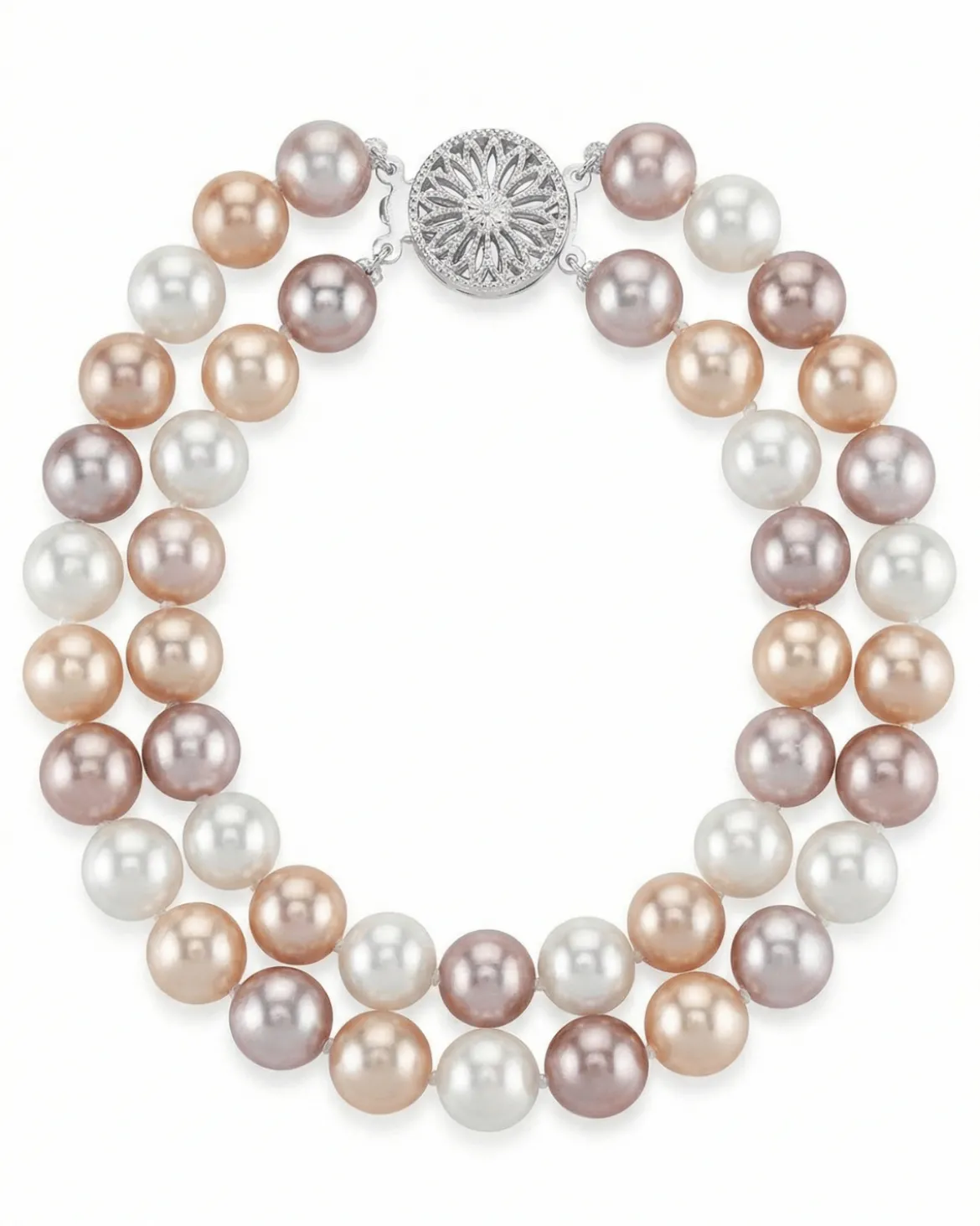 6.5-7mm Multicolor Freshwater Double Pearl Bracelet - AAA Quality