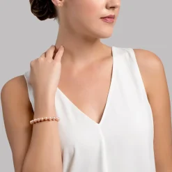 8.0-8.5mm Peach Freshwater Pearl Bracelet - AAA Quality
