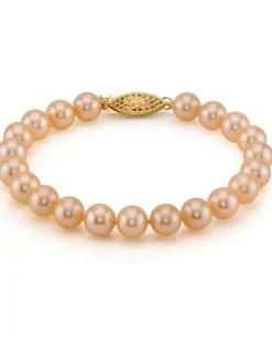 7.0-7.5mm Peach Freshwater Pearl Bracelet - AAAA Quality